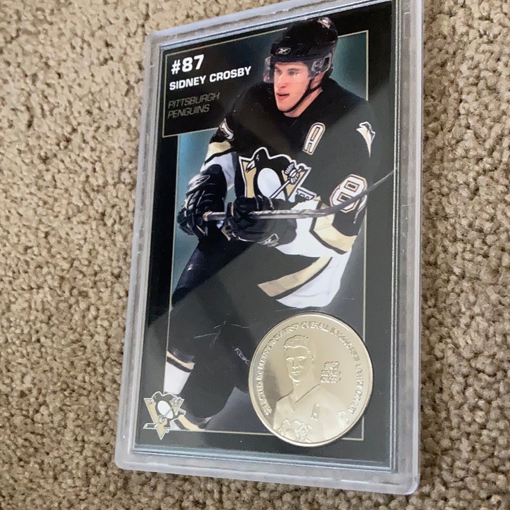 Sidney Crosby ORIGINAL Vintage 2005 Pittsburgh Penguins Rookie Coin & Card Set